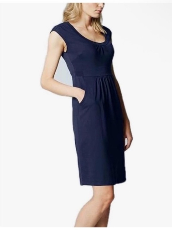 Boden Dresses & Skirts - Boden Margot Dress navy blue jersey pockets scoop neck cotton ruched